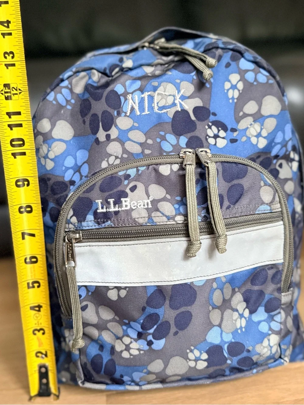 L.L.Bean Kids Backpack Blue Paw Print